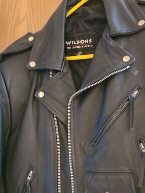 Wilson Black Leather Biker Jacket with Silver Hardware